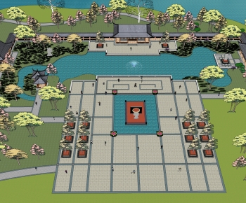 New Chinese Style Park Landscape-ID:895495893