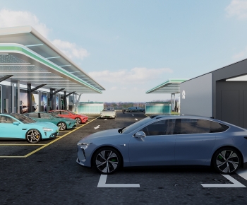 Modern Outdoor Parking Lot-ID:525469061