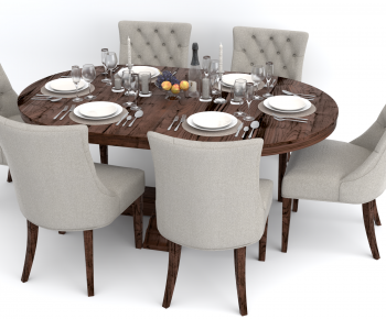 American Style Dining Table And Chairs-ID:497112993