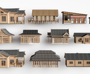新中式木屋民宿建筑组合-ID:745611914