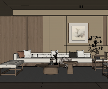 New Chinese Style A Living Room-ID:726790903