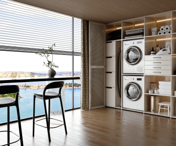 Modern Balcony Laundry Room-ID:350647936