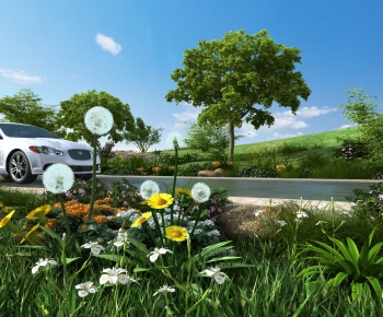 Modern Flowers And Grass-ID:517618891