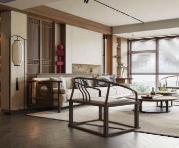 New Chinese Style A Living Room-ID:120045904