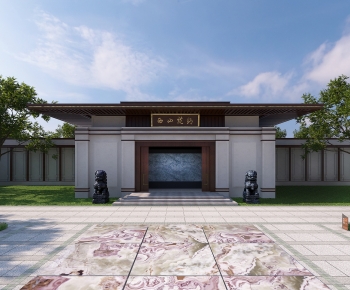 New Chinese Style Facade Element-ID:123662954