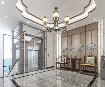 New Chinese Style Office Elevator Hall-ID:573544982