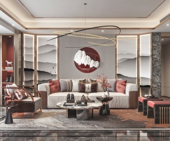 New Chinese Style A Living Room-ID:752806904