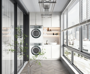 Modern Balcony Laundry Room-ID:100688917
