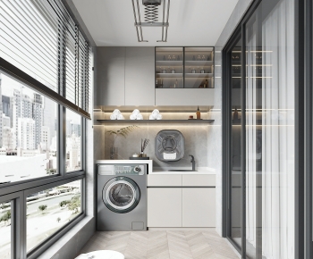 Modern Balcony Laundry Room-ID:527246002