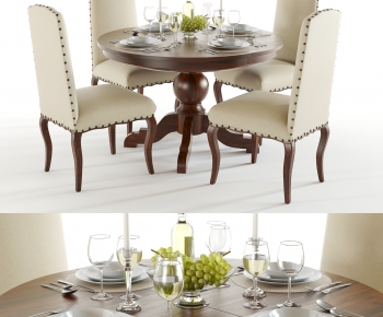 French Style Dining Table And Chairs-ID:671762941