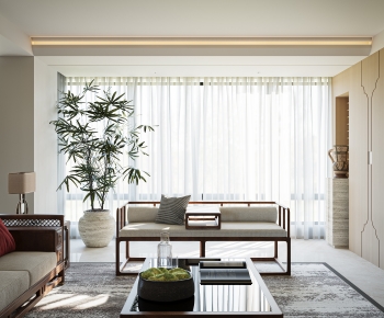 New Chinese Style A Living Room-ID:400660995