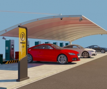 Modern Outdoor Parking Lot-ID:464764122