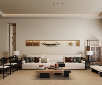 New Chinese Style A Living Room-ID:350903034