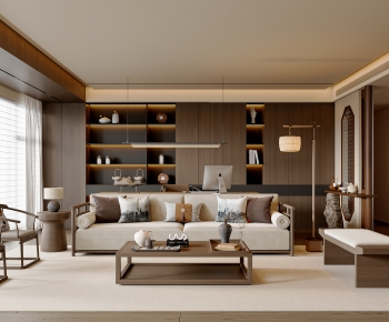 New Chinese Style A Living Room-ID:522611154