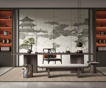 新中式茶桌椅凳组合-ID:924889095