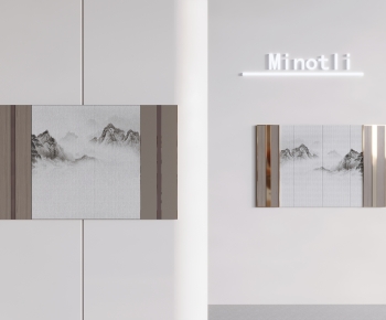 新中式水墨画背景墙组合-ID:817094097