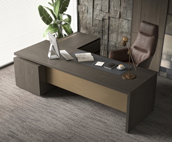 Modern Office Desk And Chair-ID:851825009