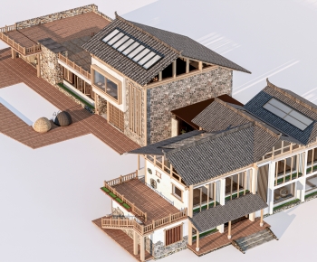 新中式民宿建筑外观-ID:413362984