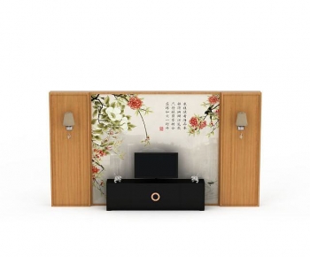 New Chinese Style TV Wall-ID:923911093