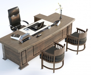 New Chinese Style Office Desk And Chair-ID:529966129