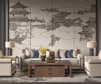 新中式沙发茶几组合-ID:430012942