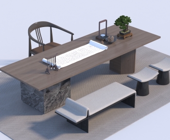 New Chinese Style Computer Desk And Chair-ID:581023933