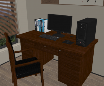 Modern Office Desk And Chair-ID:374710648