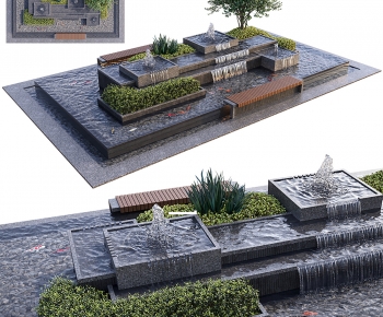 现代瀑布水景小品-ID:393900916