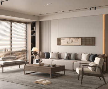 New Chinese Style A Living Room-ID:807984115