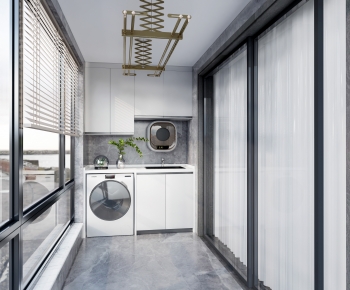Modern Balcony Laundry Room-ID:126596932