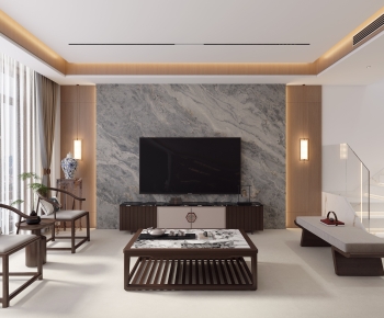 New Chinese Style A Living Room-ID:173233999