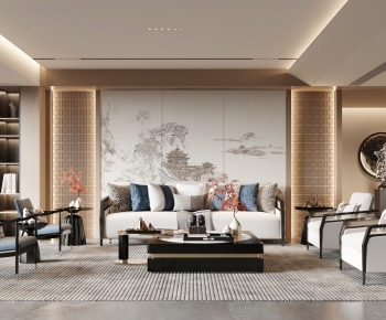 New Chinese Style A Living Room-ID:377476937