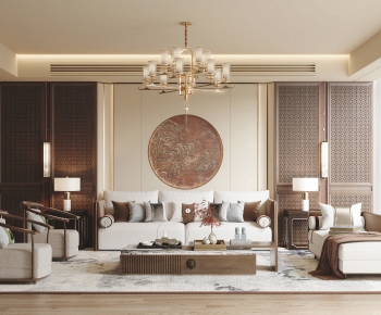 New Chinese Style A Living Room-ID:871629958