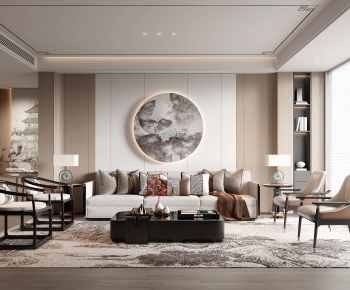 New Chinese Style A Living Room-ID:956141954
