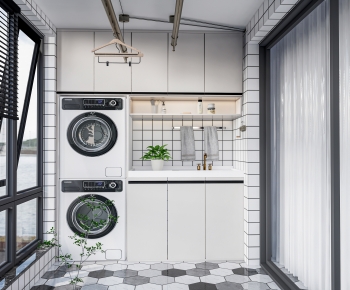 Modern Balcony Laundry Room-ID:814496997