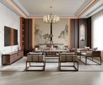 New Chinese Style A Living Room-ID:820204974