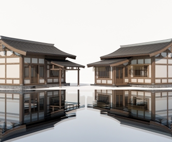 新中式古建筑民宿组合-ID:153300835