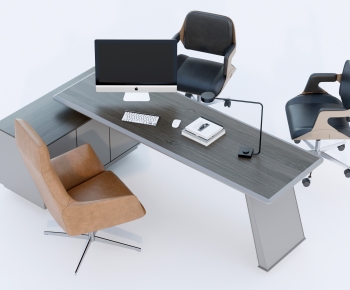 Modern Office Desk And Chair-ID:607881076