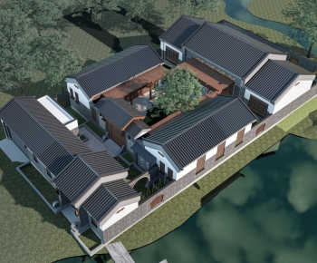 Chinese Style Architectural Bird's-eye View Planning-ID:429487949