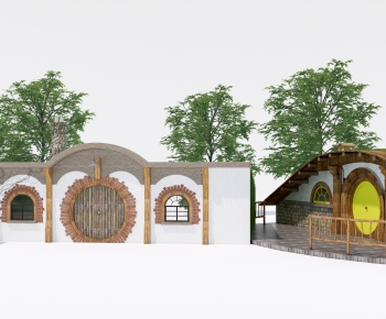 现代霍比特小屋建筑外观组合-ID:909368048