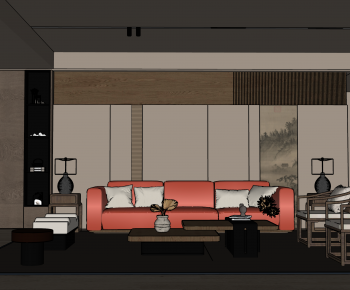 New Chinese Style A Living Room-ID:455921897