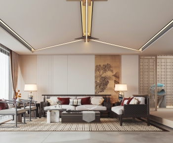 New Chinese Style A Living Room-ID:881334079