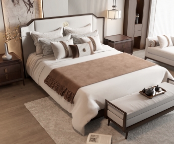 New Chinese Style Double Bed-ID:611104015