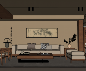 New Chinese Style A Living Room-ID:671147111