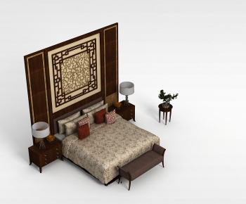New Chinese Style Double Bed-ID:824831962