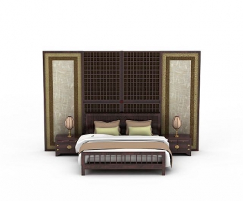 New Chinese Style Double Bed-ID:580841068