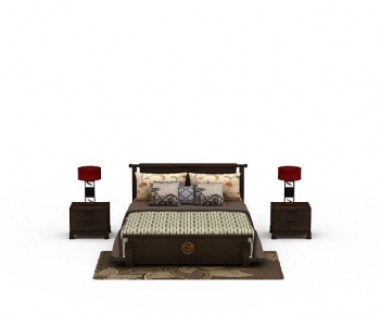 New Chinese Style Double Bed-ID:727399116