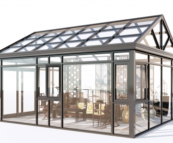 Modern Glass Sunshine Room-ID:242760211