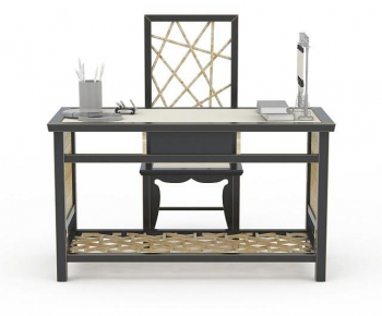 New Chinese Style Computer Desk And Chair-ID:197392941