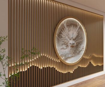 New Chinese Style TV Wall-ID:548605927